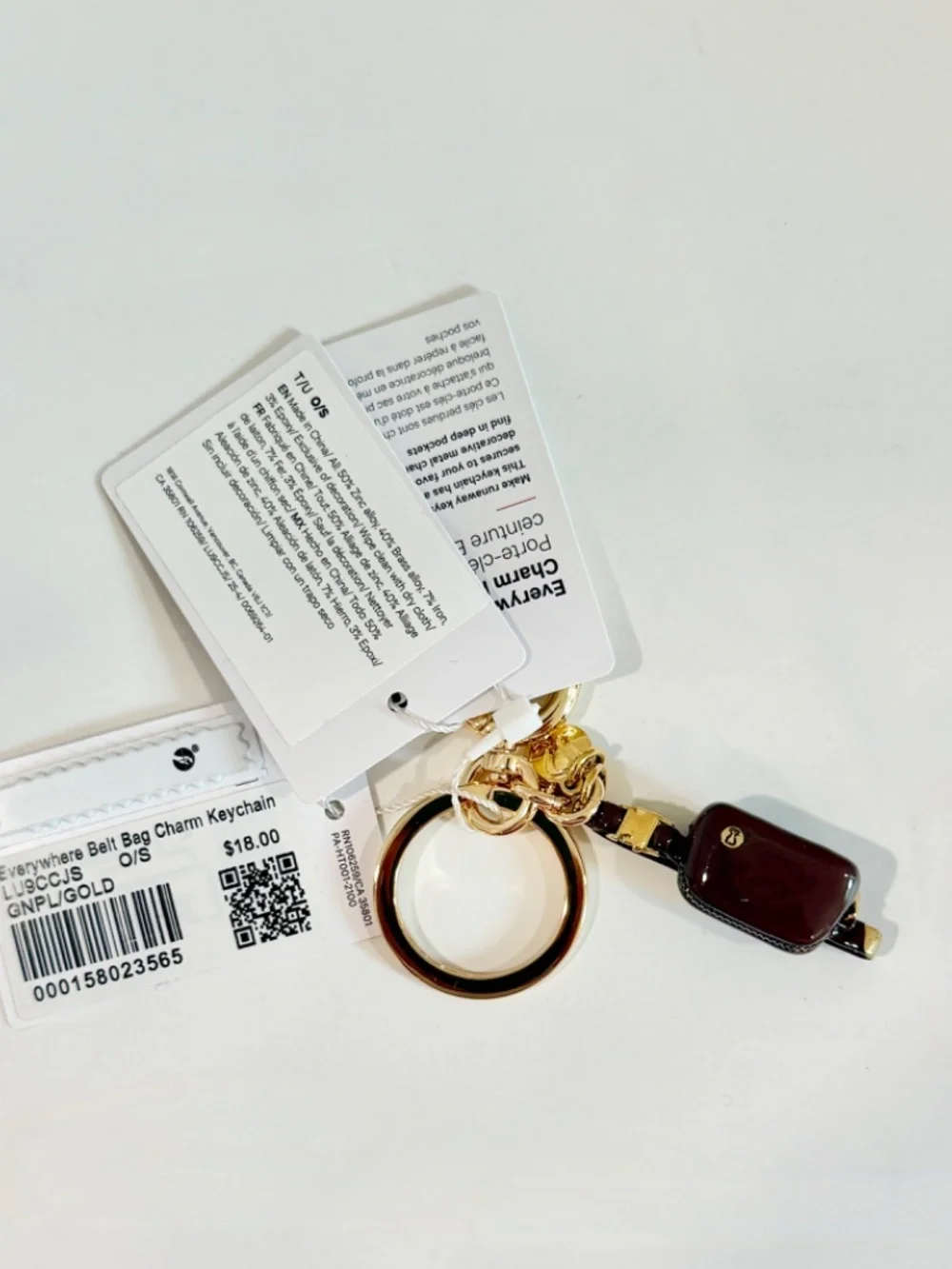 Lululemon Everywhere Belt Bag Charm Keychain, Goodnight Plum/gold New